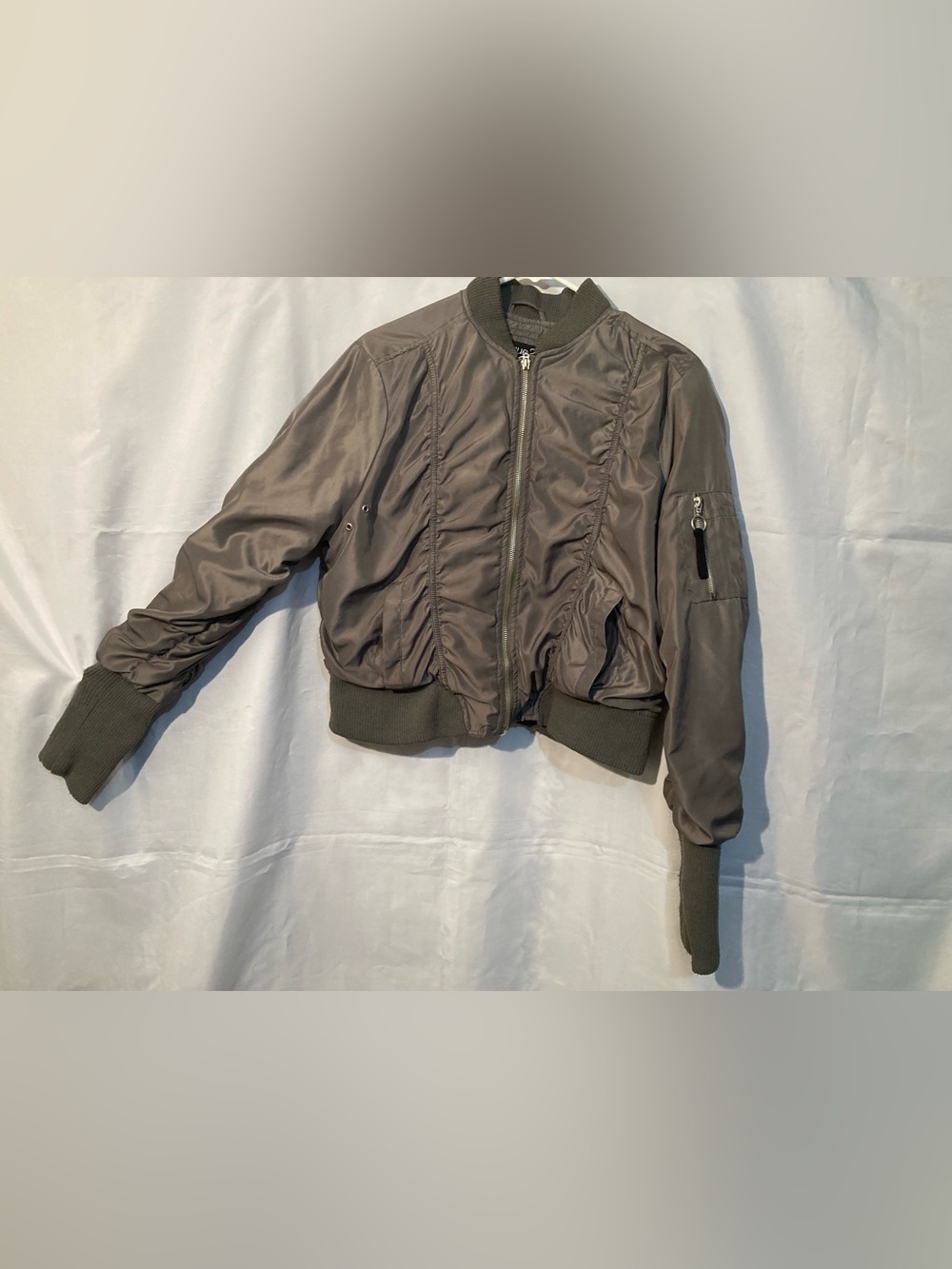 Rue21 Gray Bomber Jacket with Ribbed Trim